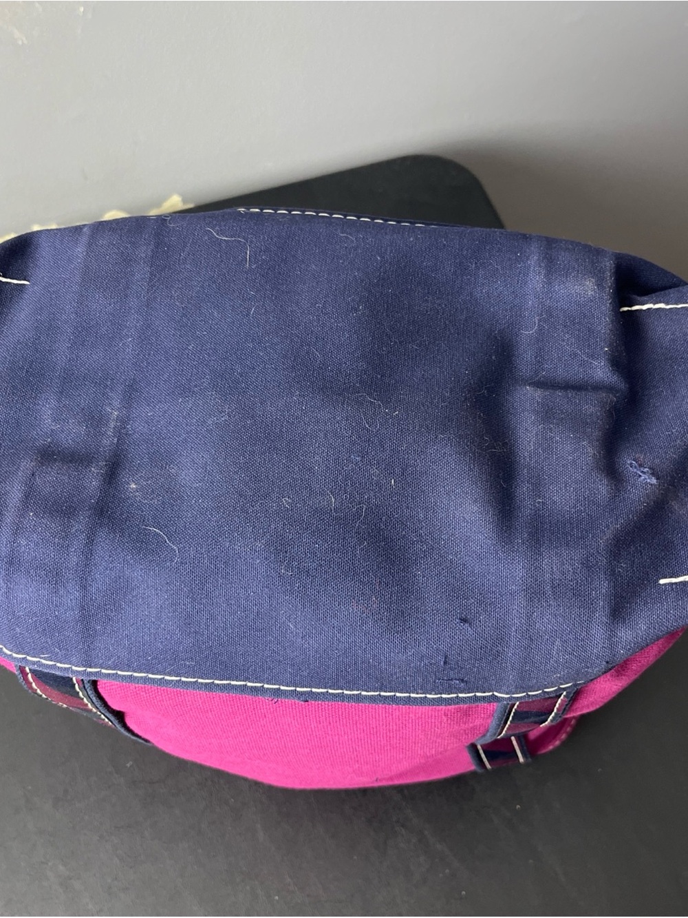 L.L. Bean Canvas Tote in Magenta and Navy - Picture 7 of 12